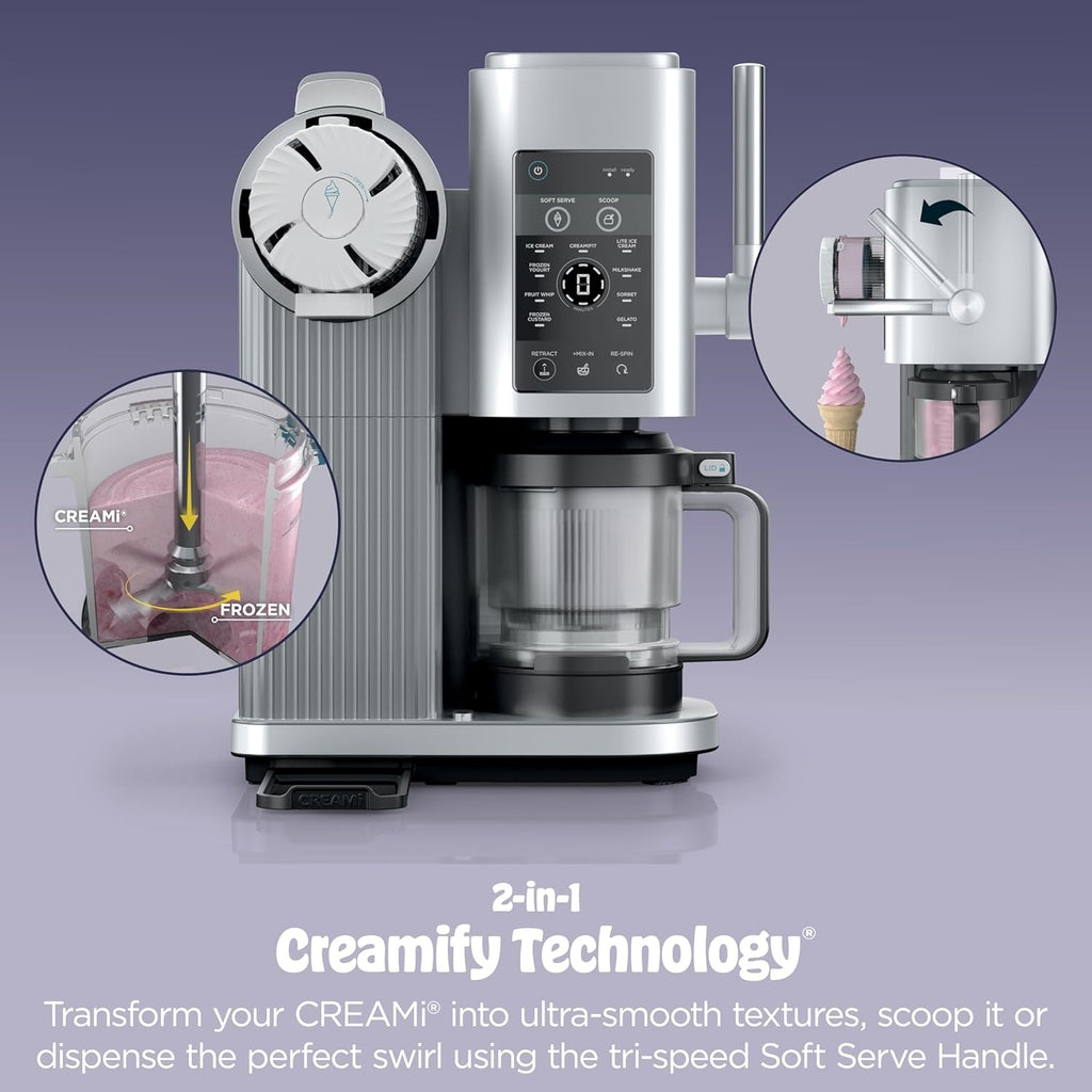CREAMi 13-in-1 Ice Cream & Soft Serve Maker. Create Sorbet, Milkshakes, Frozen Yogurt & More at Home! Includes Exclusive Soft Serve Handle & (2) 16oz 2-in-1 Pint Tubs. Be the Hit of Every Gathering! |Order Today, Get $100 OFF.
