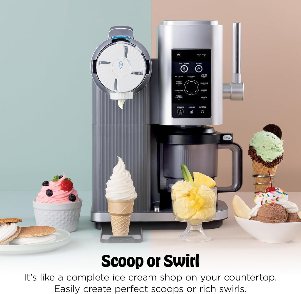 CREAMi 13-in-1 Ice Cream & Soft Serve Maker. Create Sorbet, Milkshakes, Frozen Yogurt & More at Home! Includes Exclusive Soft Serve Handle & (2) 16oz 2-in-1 Pint Tubs. Be the Hit of Every Gathering! |Order Today, Get $100 OFF.
